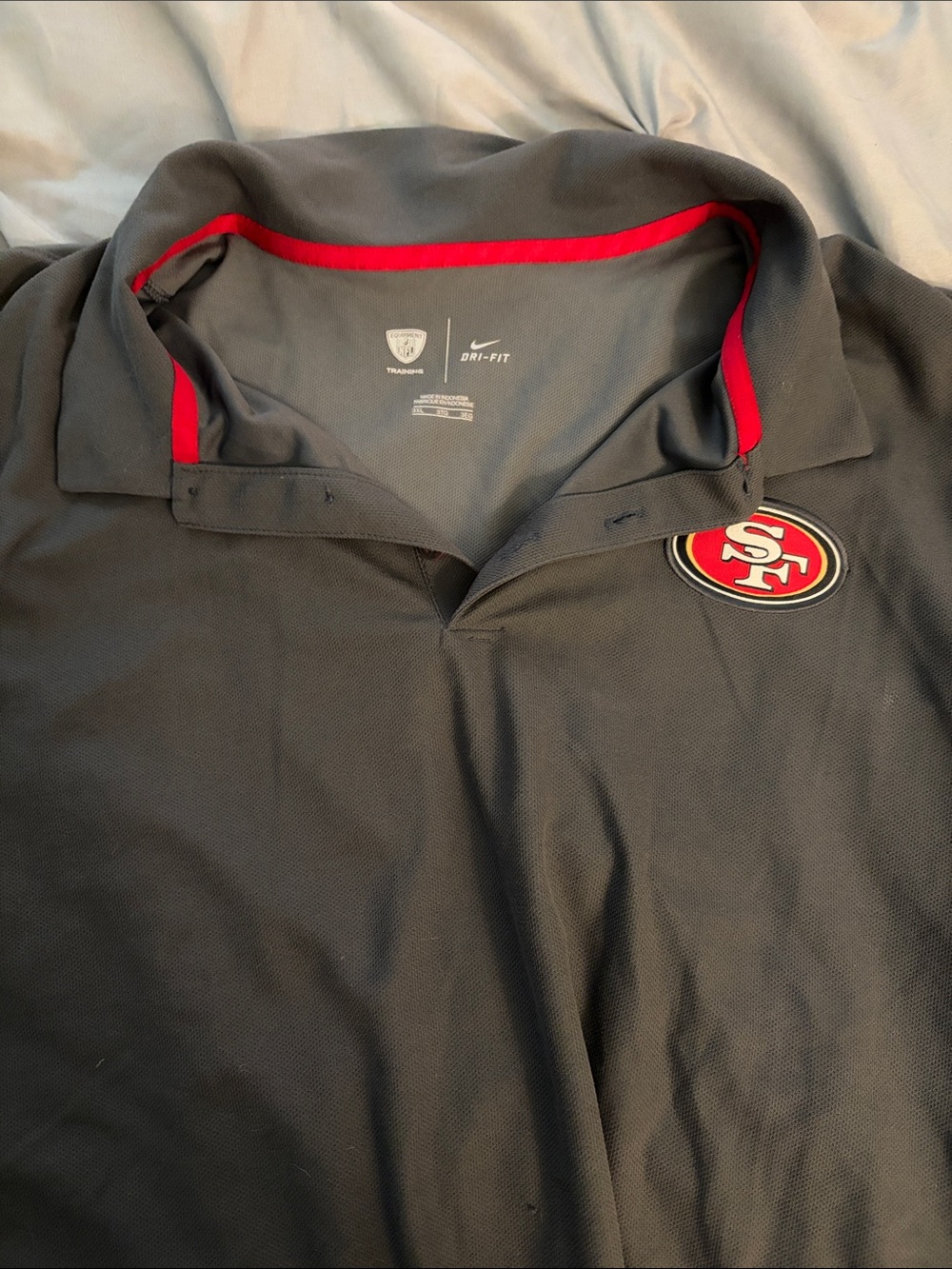 Nike Gray Polo with Red Trim and SF 49ers Patch